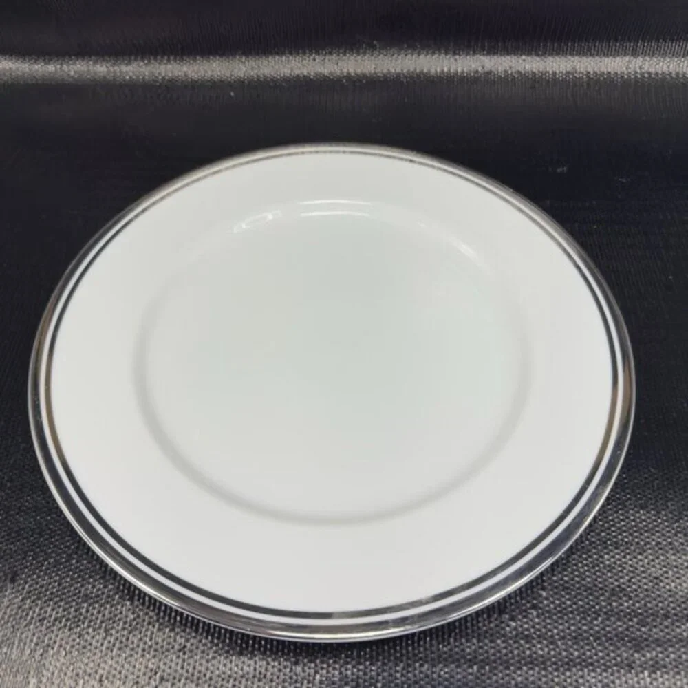 2005‎ Royal Doulton Pure Platinum Double Silver Band Plate Dish 10.5inch Set 3